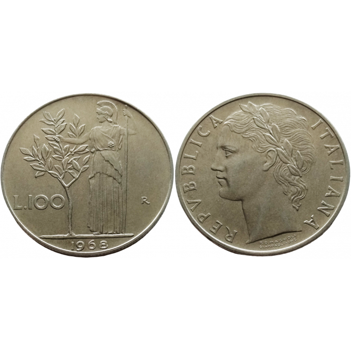 Италия 100 лир 1968 год KM# 96.1