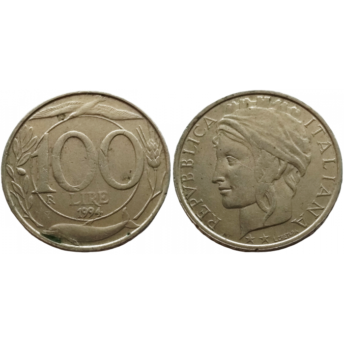 Италия 100 лир 1994 год KM# 159