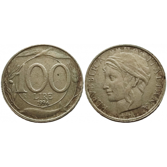 Италия 100 лир 1994 год KM# 159