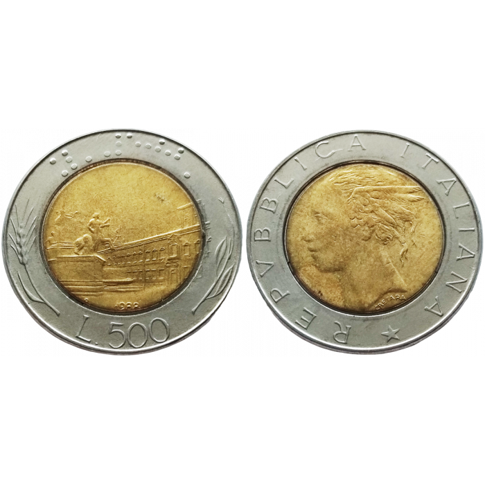 Италия 500 лир 1988 год KM# 111
