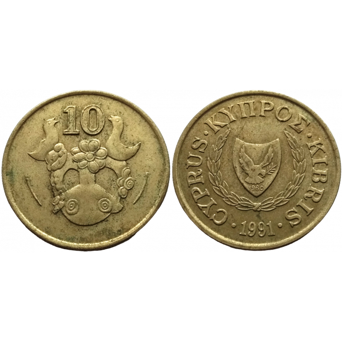 Кипр 10 центов 1991 год KM# 56.3