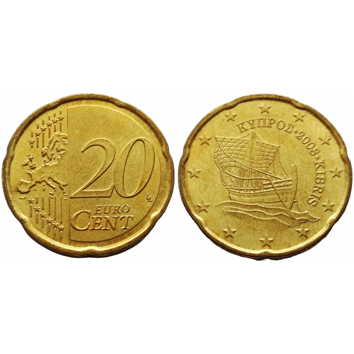 Кипр 20 евроцентов 2008 год KM# 82