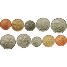 Барбадос 1 5 10 25 центов 1 доллар 2006-2010 год UNC Набор из 5 монет