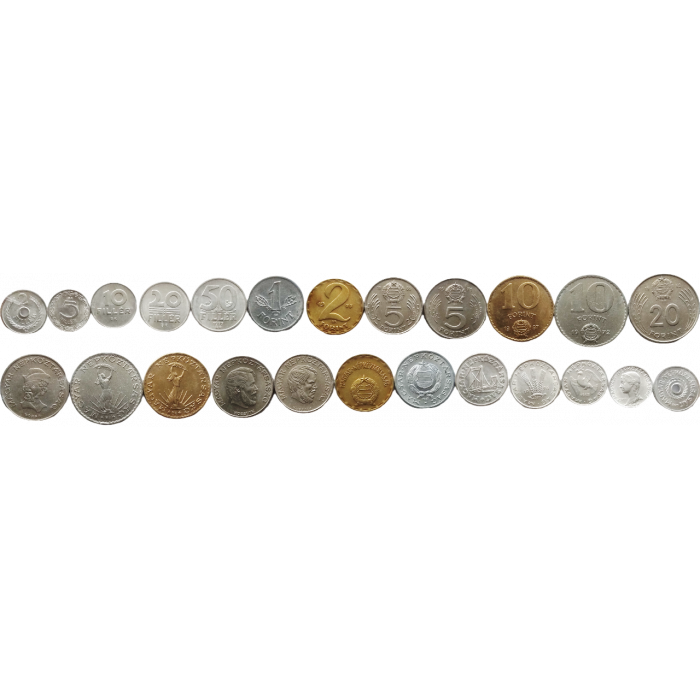 Венгрия 2 5 10 20 50 филлеров 1 2 5 10 20 форинтов 1949-1989 год Набор из 12 монет