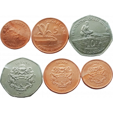 Гайана 1 5 10 долларов 1996-2019 год UNC Набор из 3 монет