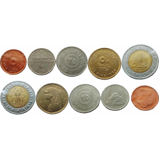 Египет 5 10 25 50 пиастров 1 фунт 2007-2010 год UNC Набор из 5 монет