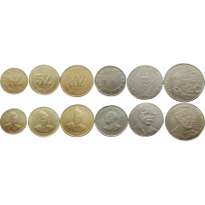 Заир 5 10 20 макут 1 5 10 заиров 1976-1988 год UNC Набор из 6 монет