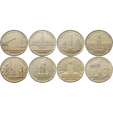 Приднестровье 1 рубль 2016-2020 год UNC ПМР Мемориалы воинской славы Набор из 8 монет