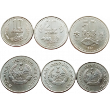 Лаос 10 20 50 атов 1980 год UNC Набор из 3 монет