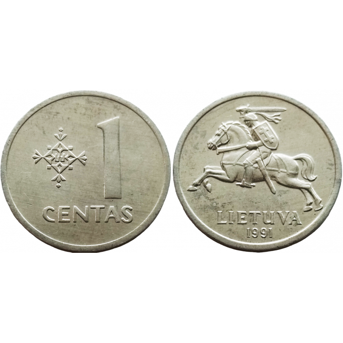Литва 1 цент 1991 год KM# 85