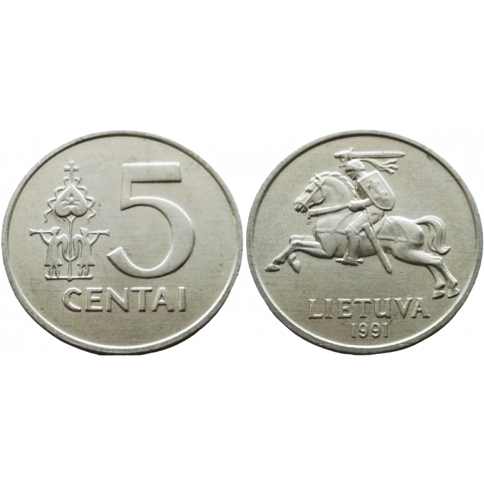 Литва 5 центов 1991 год KM# 87
