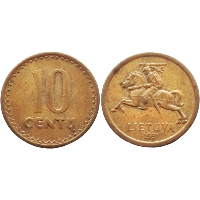 Литва 10 центов 1991 год KM# 88