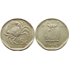Мальта 5 центов 1995 год KM# 95