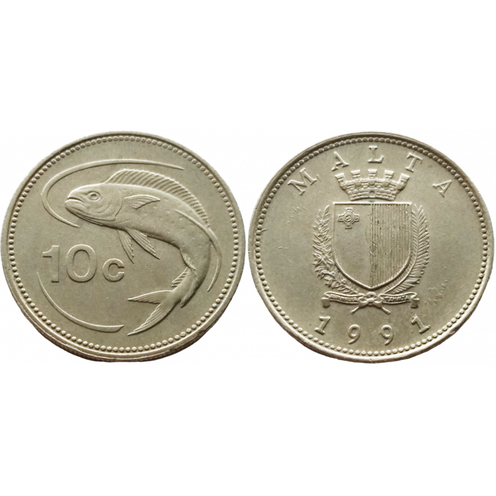 Мальта 10 центов 1991 год KM# 96