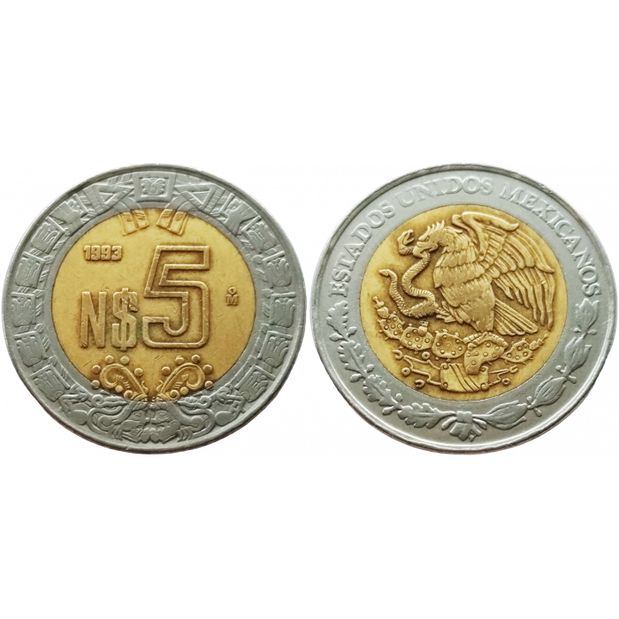 Мексика 5 новых песо 1993 год KM# 552