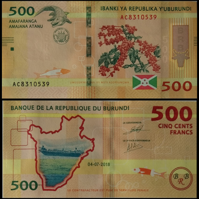 Бурунди 500 франков 2018 год UNC P-50b
