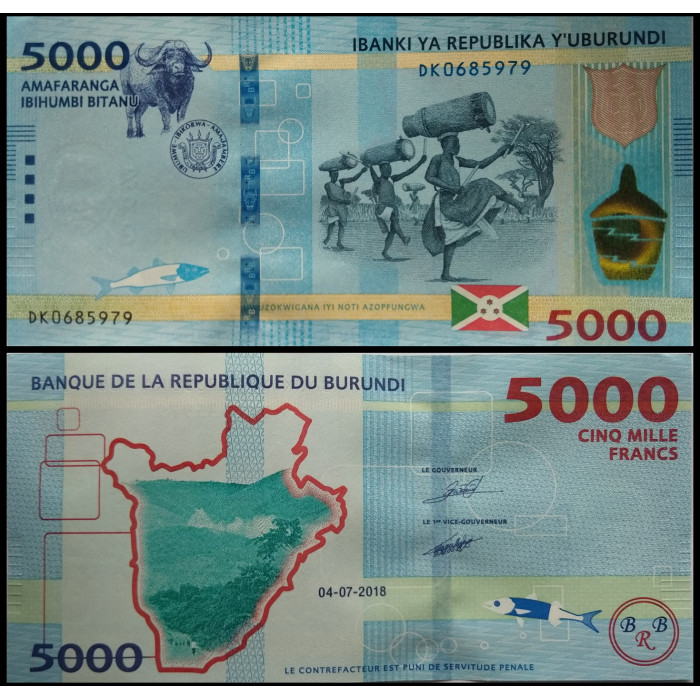 Бурунди 5000 франков 2018 год UNC P-53b