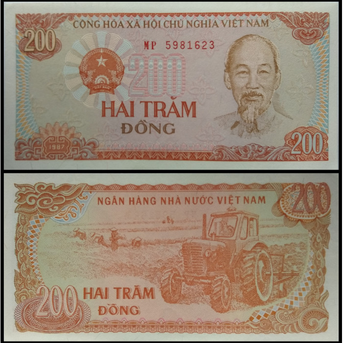 Вьетнам 200 донгов 1987 год UNC P-100c