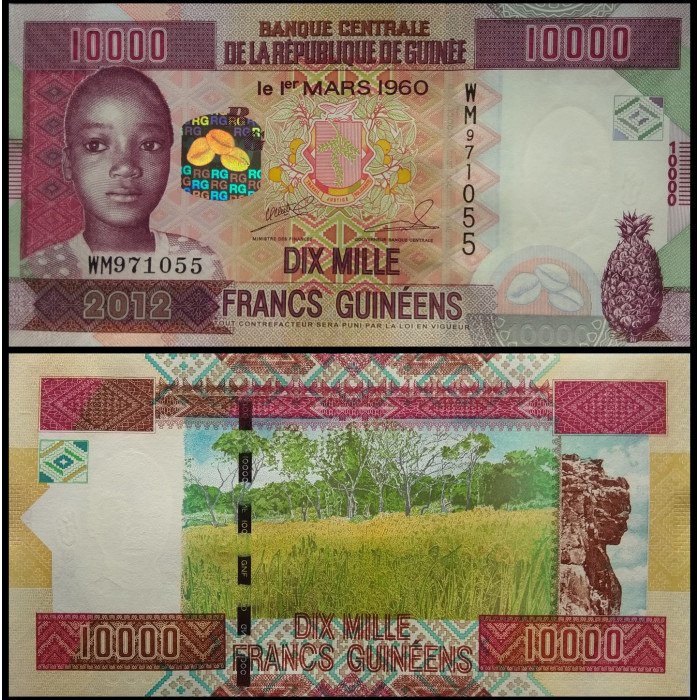 Гвинея 10000 франков 2012 год UNC P-46a 
