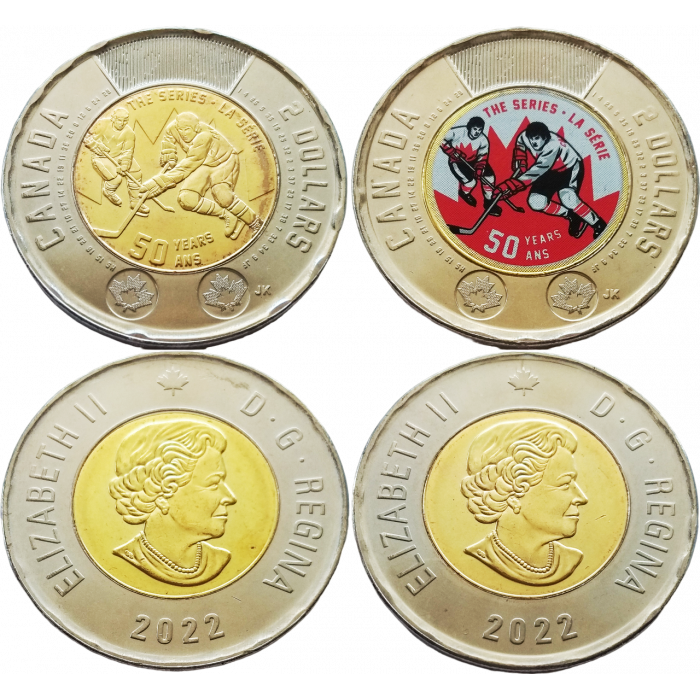 Канада 2 доллара 2022 год UNC 50 лет Суперсерии СССР — Канада Набор из 2 монет