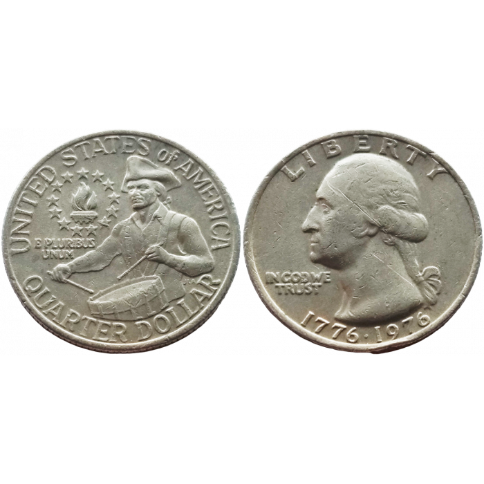 США 25 центов 1976 год VF "200 лет независимости США"