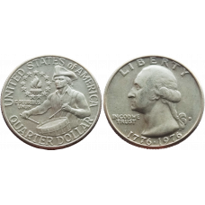 США 25 центов 1976 D год VF "200 лет независимости США"