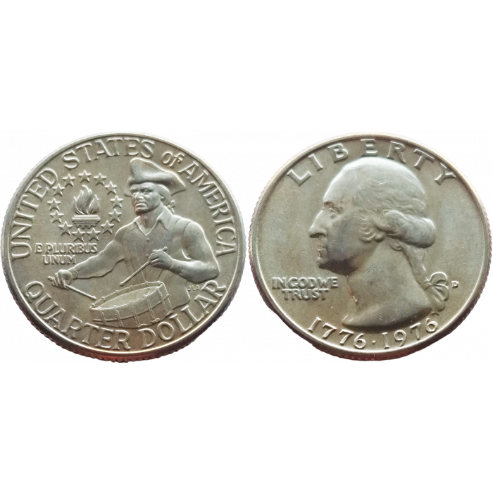 США 25 центов 1976 D год UNC "200 лет независимости США"