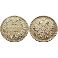 Финляндия 25 пенни 1873 S год Серебро KM# 6.2 Император Александр II (1864 - 1880)