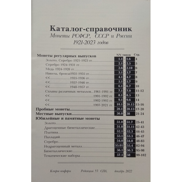 Каталог-справочник Монеты РСФСР, СССР и России 1921-2023 гг. Редакция 53