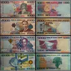 Сьерра-Леоне 1000 2000 5000 10000 леоне 2021 год UNC Набор из 4 банкнот