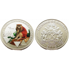 Сувенирная монета Гамбия 1000 даласи 2015 год UNC Мартышка-гусар