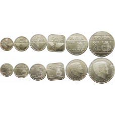 Аруба 5 10 25 50 центов 1 2,5 флорина 2014-2022 год UNC Набор из 6 монет
