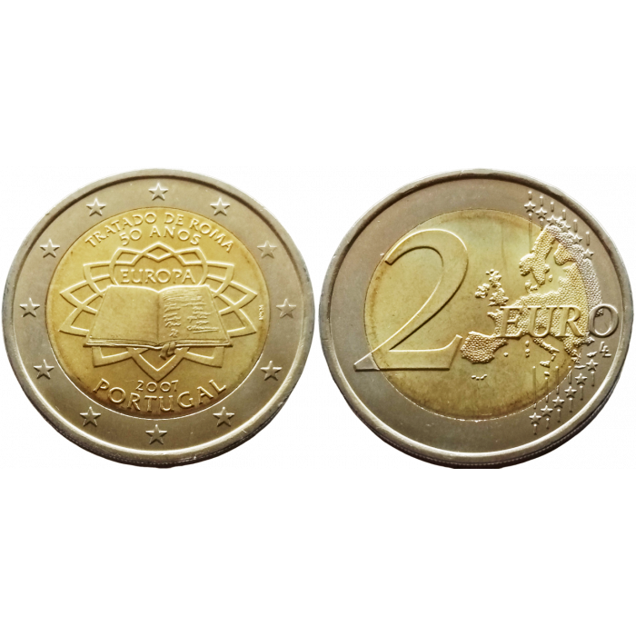 Португалия 2 евро 2007 год UNC KM# 771 50 лет подписания Римского договора