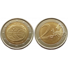 Испания 2 евро 2009 год UNC KM# 1142 10 лет монетарной политики ЕС (EMU) и введения евро