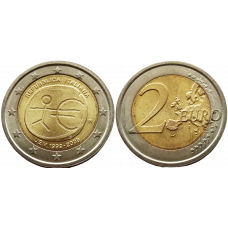 Италия 2 евро 2009 год UNC KM# 312 10 лет монетарной политики ЕС (EMU) и введения евро