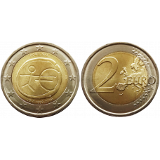 Португалия 2 евро 2009 год UNC KM# 785 10 лет монетарной политики ЕС (EMU) и введения евро