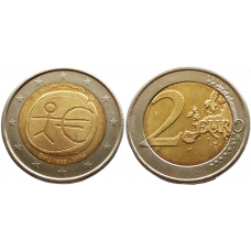 Финляндия 2 евро 2009 год UNC KM# 144 10 лет монетарной политики ЕС (EMU) и введения евро