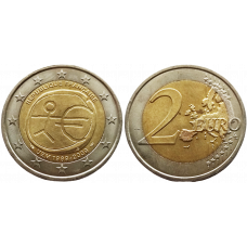 Франция 2 евро 2009 год UNC KM# 1590 10 лет монетарной политики ЕС (EMU) и введения евро