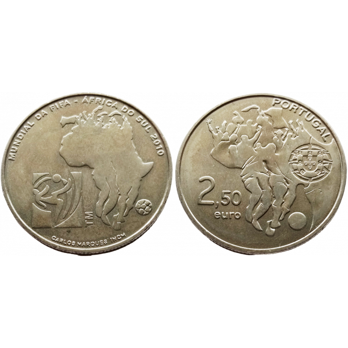 Португалия 2½ евро 2010 год UNC KM# 797 Чемпионат мира по футболу 2010, Южная Африка