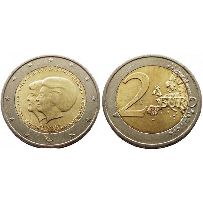Нидерланды 2 евро 2013 год UNC KM# 332 Коронация Короля Виллема-Александра