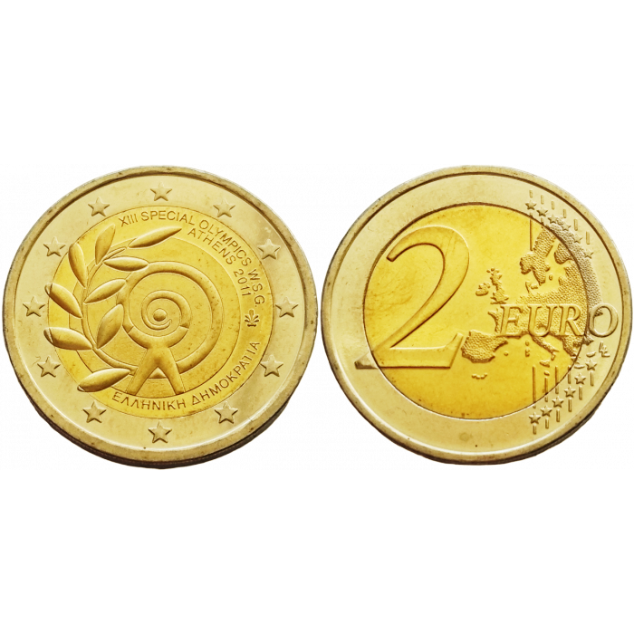 Греция 2 евро 2011 год UNC KM# 239 Специальные Летние Всемирные Олимпийские Игры 2011 в Афинах