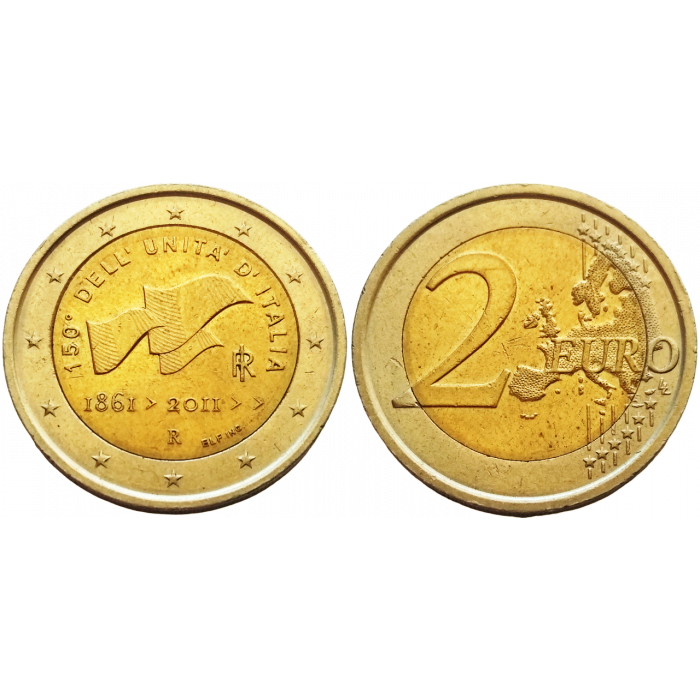 Италия 2 евро 2011 год UNC KM# 338 150 лет Рисорджименто