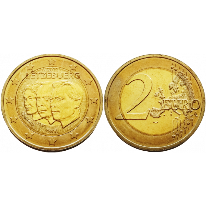 Люксембург 2 евро 2011 год UNC KM# 116 50 лет назначению Великого герцога Жана титулом "lieutenant-représentant"