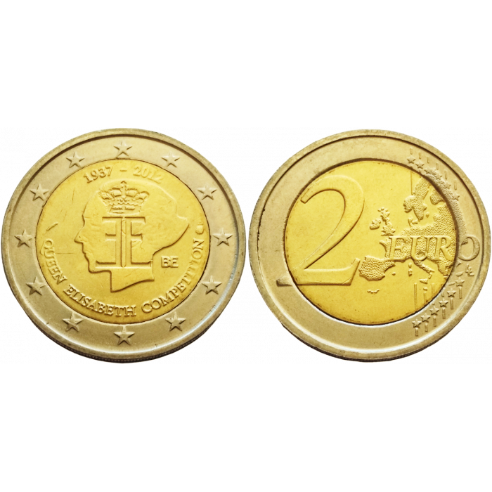 Бельгия 2 евро 2012 год UNC KM# 317 75 лет музыкальному конкурсу имени Королевы Елизаветы
