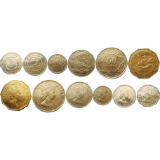 Белиз 1 5 10 25 50 центов 1 доллар 1974-2021 год Набор из 6 монет