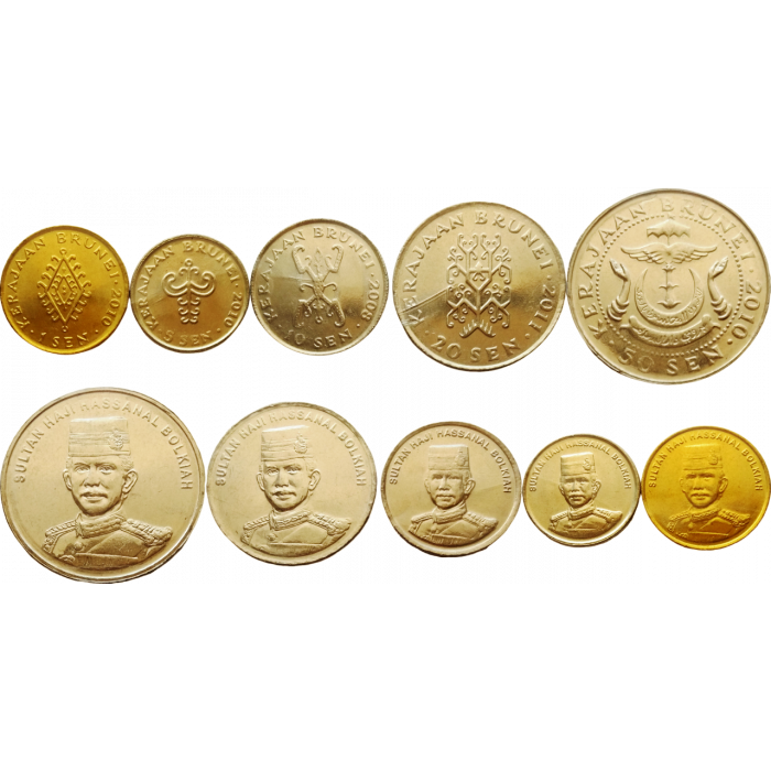 Бруней 1 5 10 20 50 сенов 1993-2016 год UNC Набор из 5 монет