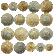 Венгрия 1 2 5 10 20 50 100 200 форинтов 1990-2023 год Набор из 9 монет