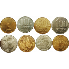Израиль 1/2 нового шекеля 10 50 100 шекелей 1984-1986 год Политические деятели Набор из 4 монет