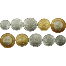 Индия 50 пайс 1 2 5 10 рупий 2011-2019 год Набор из 5 монет