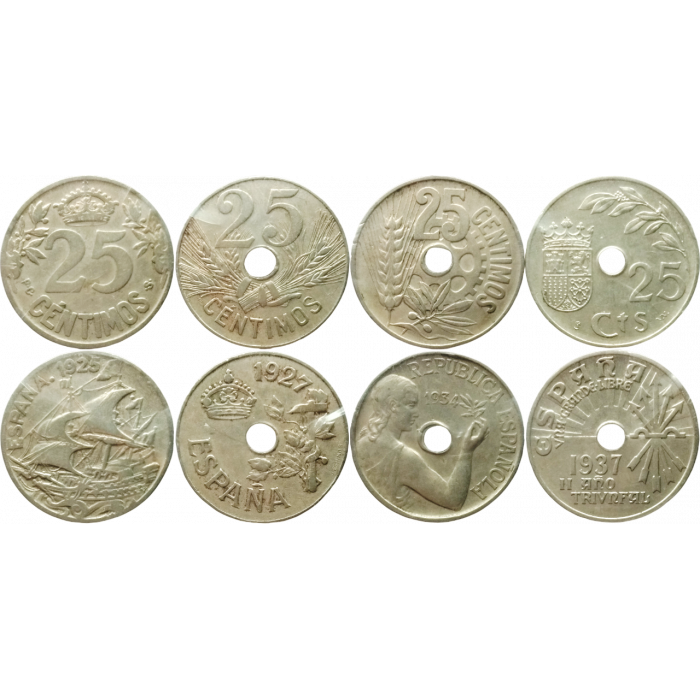 Испания 25 сентимо 1925-1937 год Набор из 4 монет